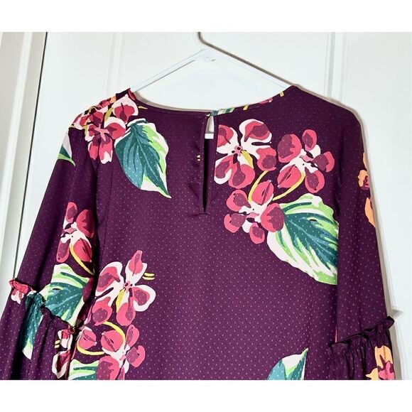 Ann Taylor Loft purple floral long sleeve dress size Small - Picture 8 of 8